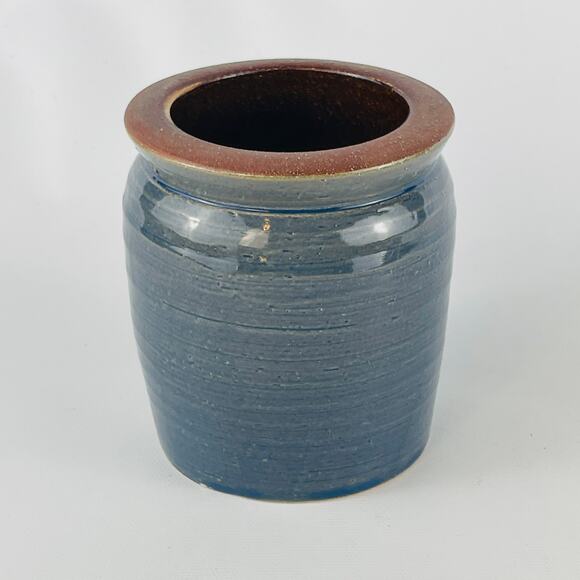 Clay Pottery Blue Butter Crock, Tender Heart Treasures - Picture 1 of 6